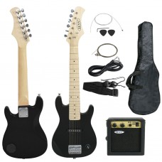 Zeny 30" Black Electric Guitar + 5 Watt Amp + Gig Bag Case + Guitar Strap Beginners   